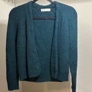 Anthropologie Sleeping on Snow Teal Green Eyelash Cardigan Sz S